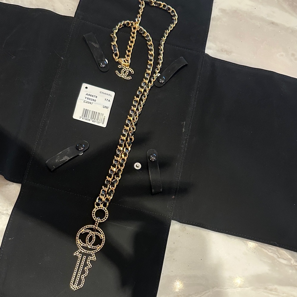 CHANEL Gold Key Charm Necklace